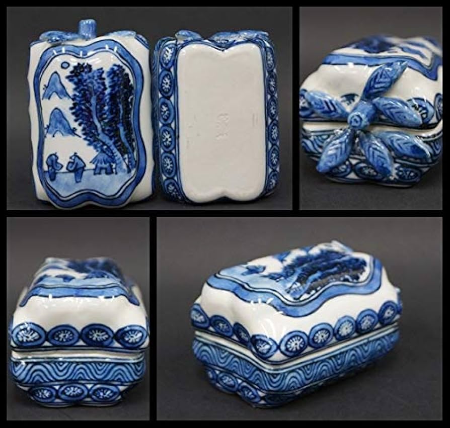 Amazon | 【閑】昭阿弥造染付『山風景人物文』横瓜香合染付香合箱付/香